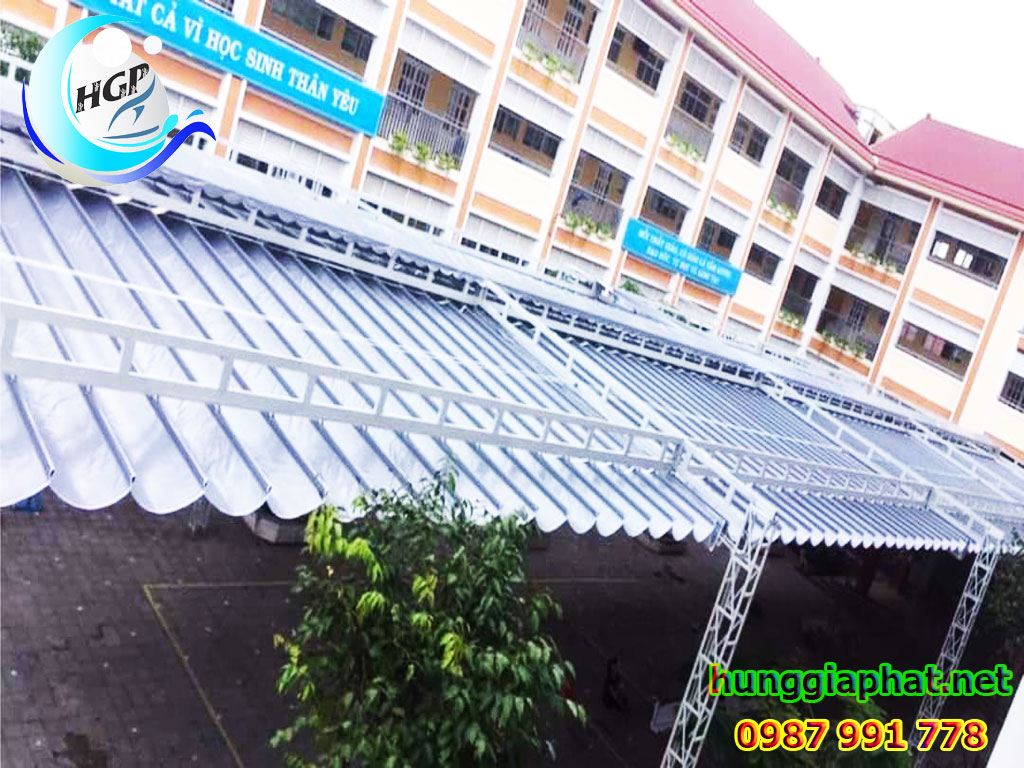 Thi Công Mái Xếp Lượn Sóng Mái Che Mái Hiên Di Động Trường Học Cơ Quan